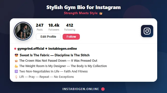 Stylish Gym Bio for Instagram